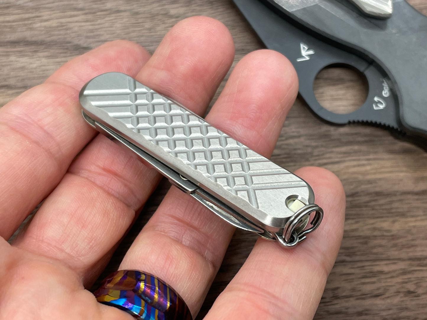 FRAG Cnc milled Brushed 58mm Titanium Scales for Swiss Army SAK