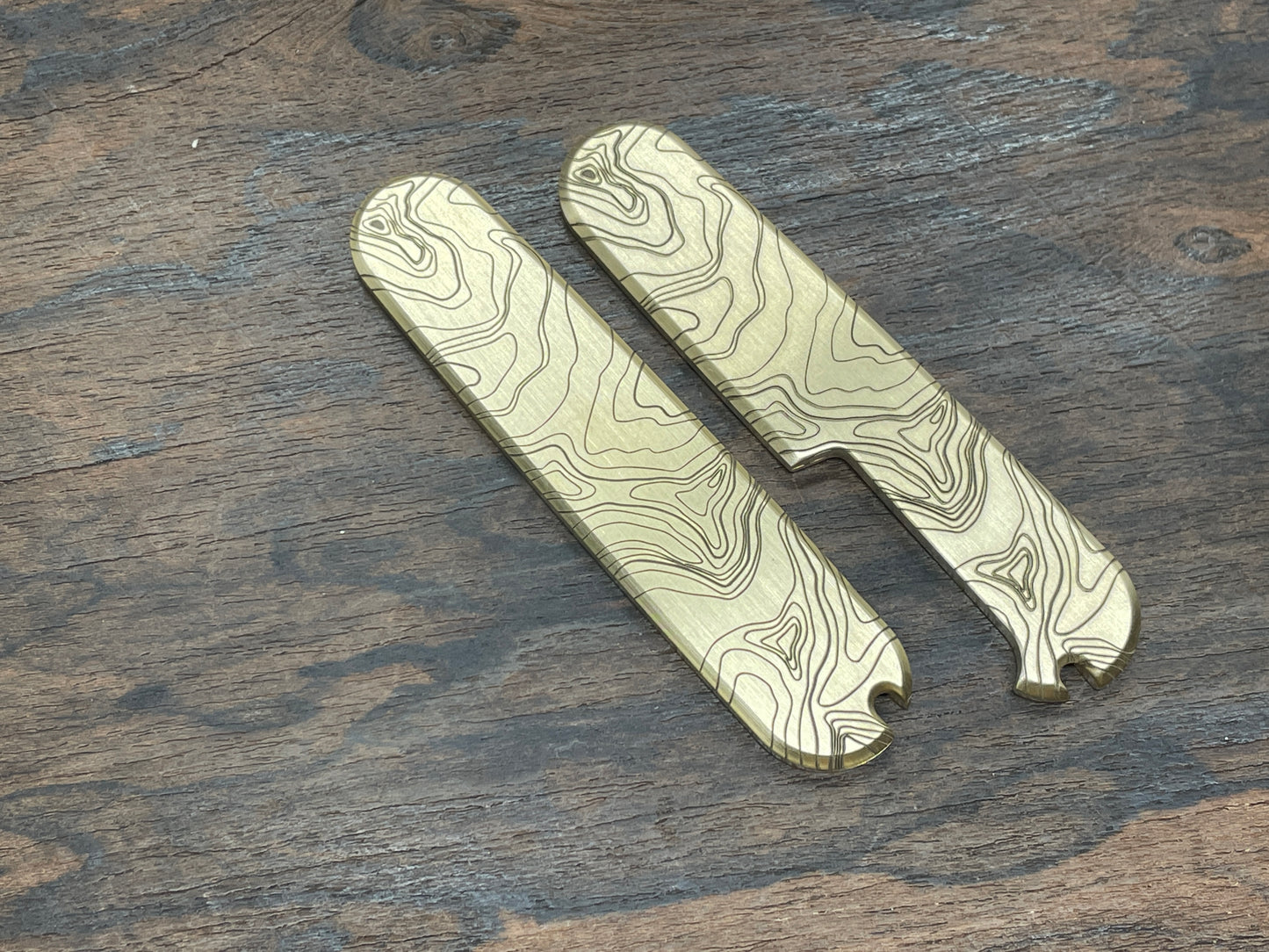 TOPO engraved 91mm Brass Scales for Swiss Army SAK