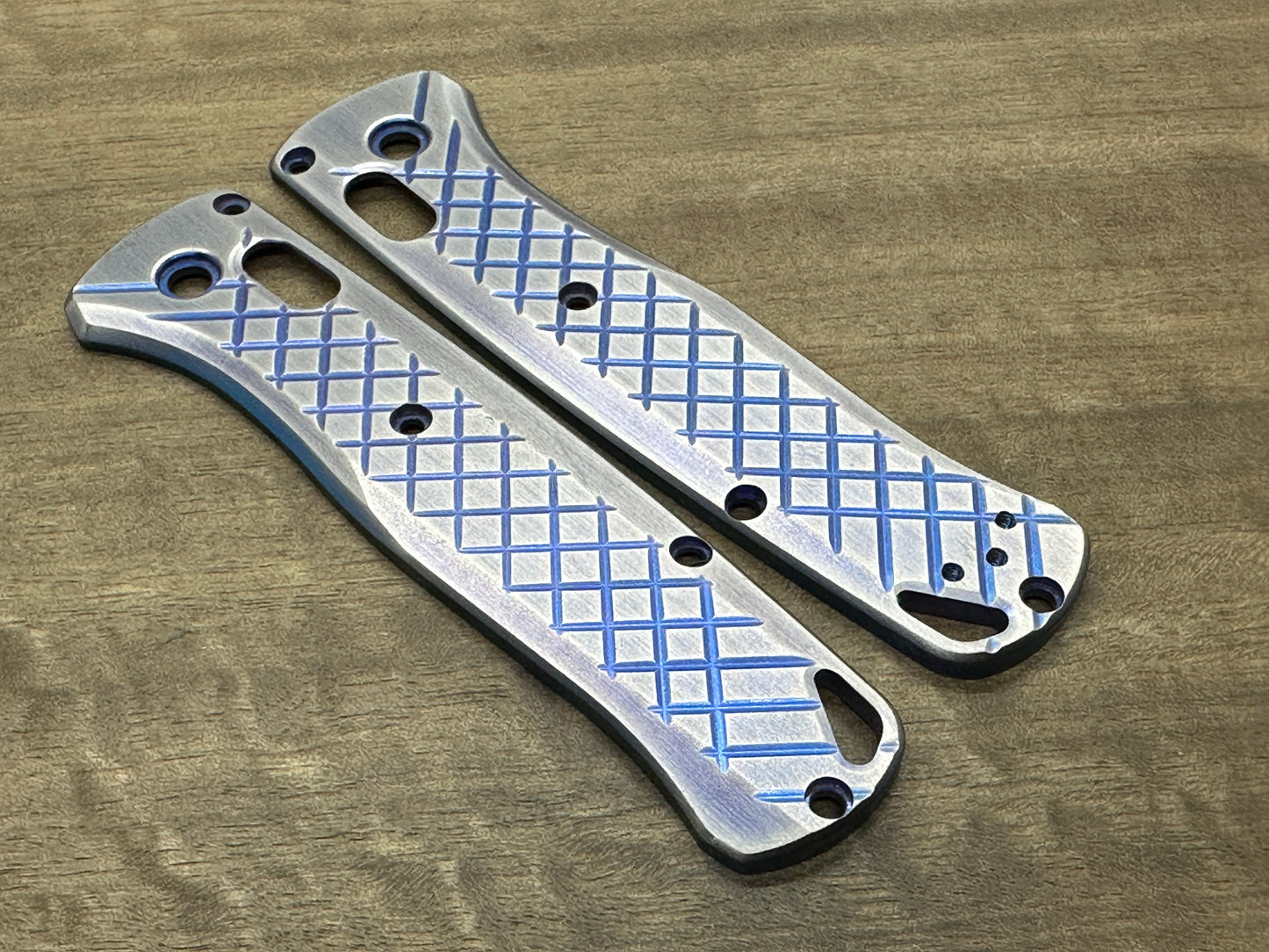 2 Tone Blue Brushed FRAG Cnc milled Titanium Scales for Benchmade Bugout 535