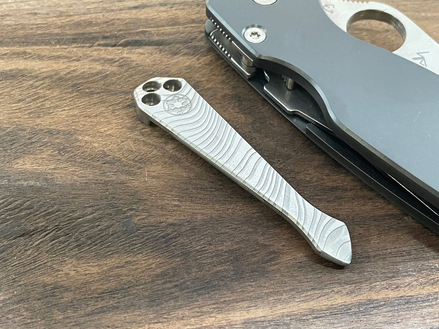 BESKAR engraved SPIDY Titanium CLIP for most Spyderco models