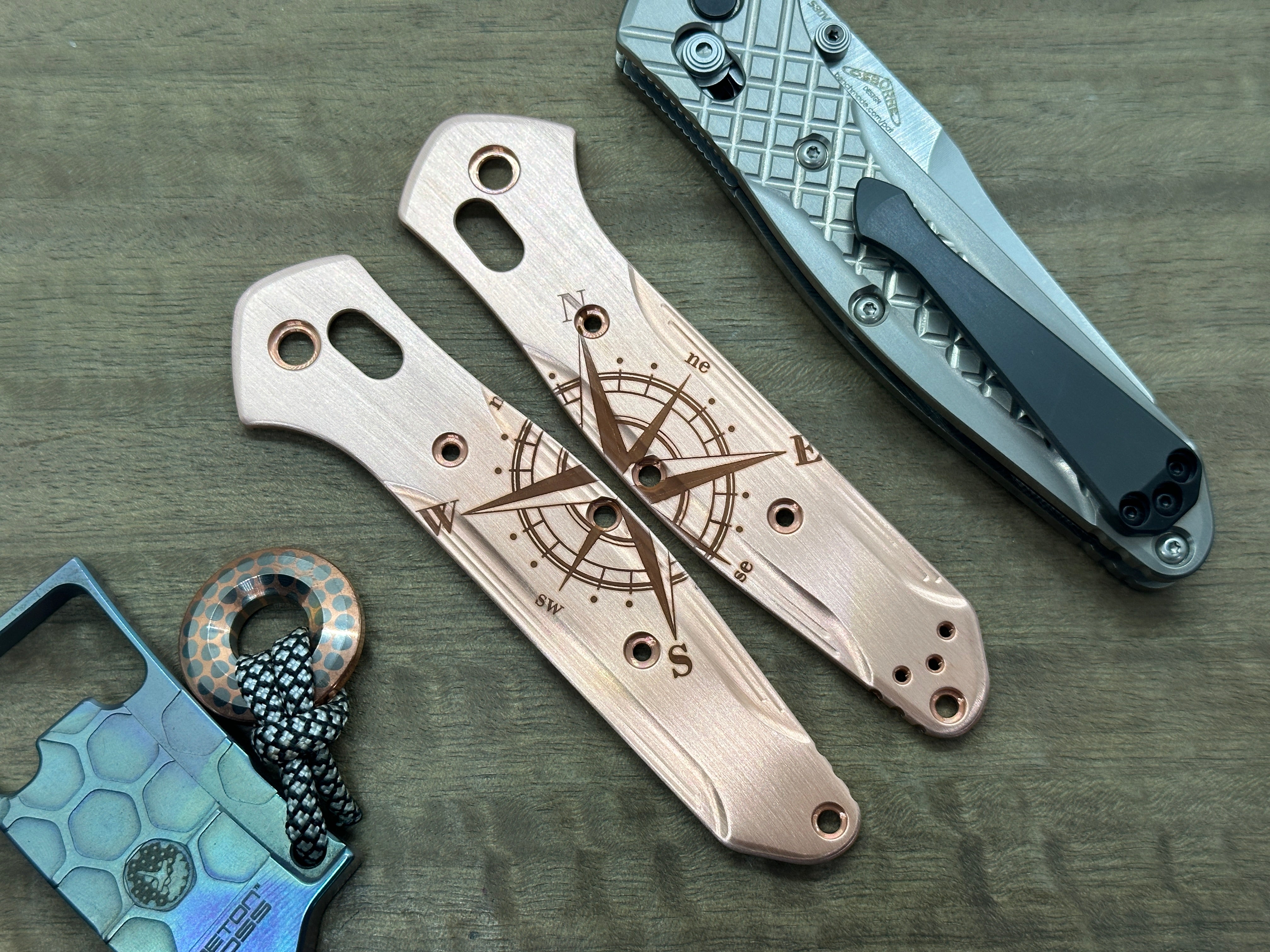 COMPASS engraved Copper Scales for Benchmade 940 Osborne