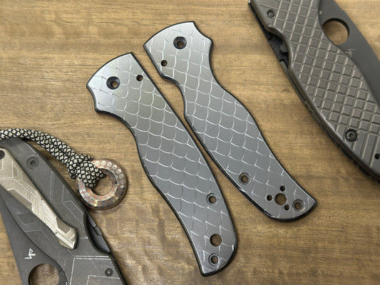 Black DRAGONSKIN engraved Titanium Scales for SHAMAN Spyderco