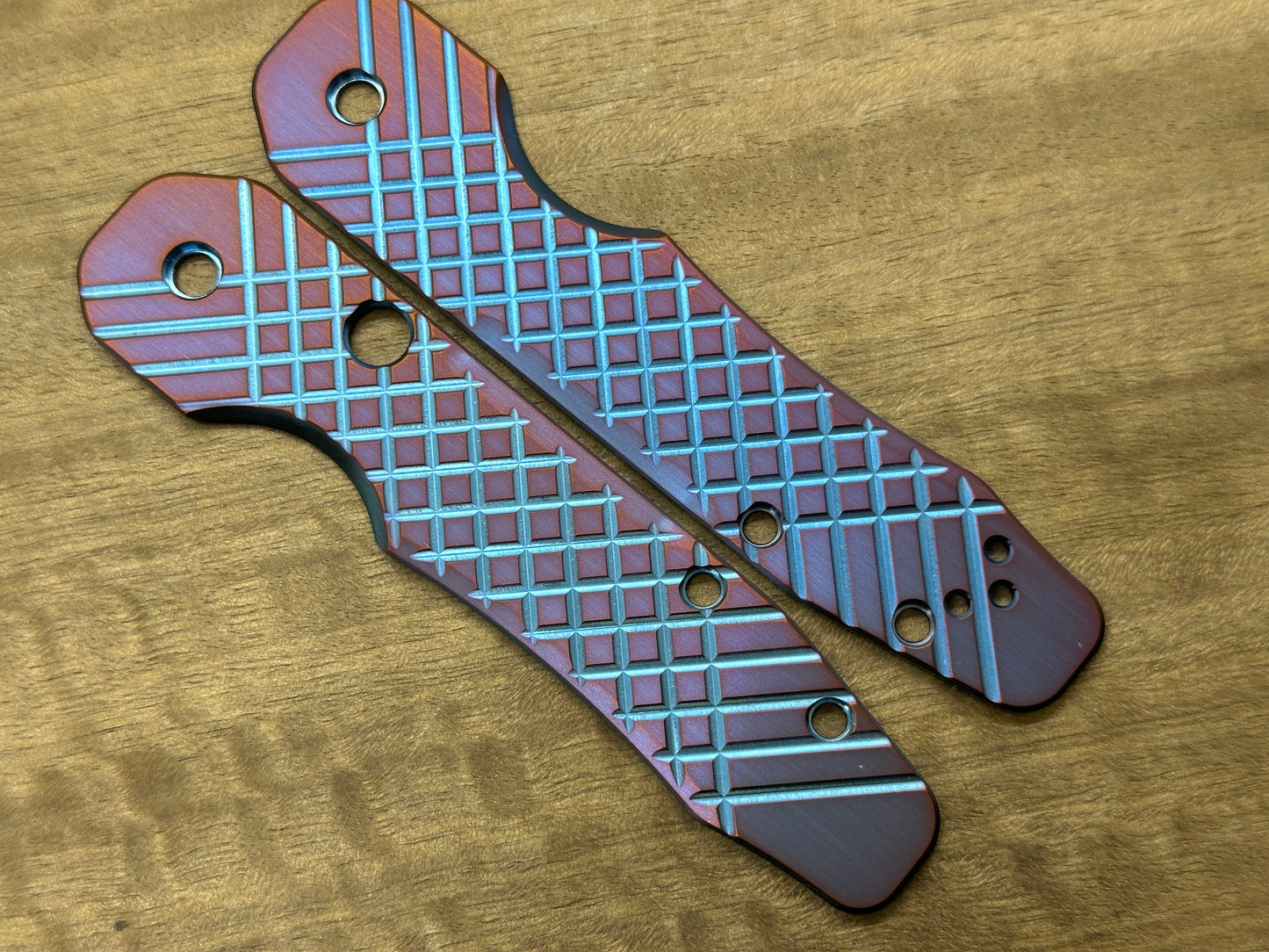 2 Tone (Blue-Purple) FRAG Cnc milled Titanium Scales for Spyderco SMOCK