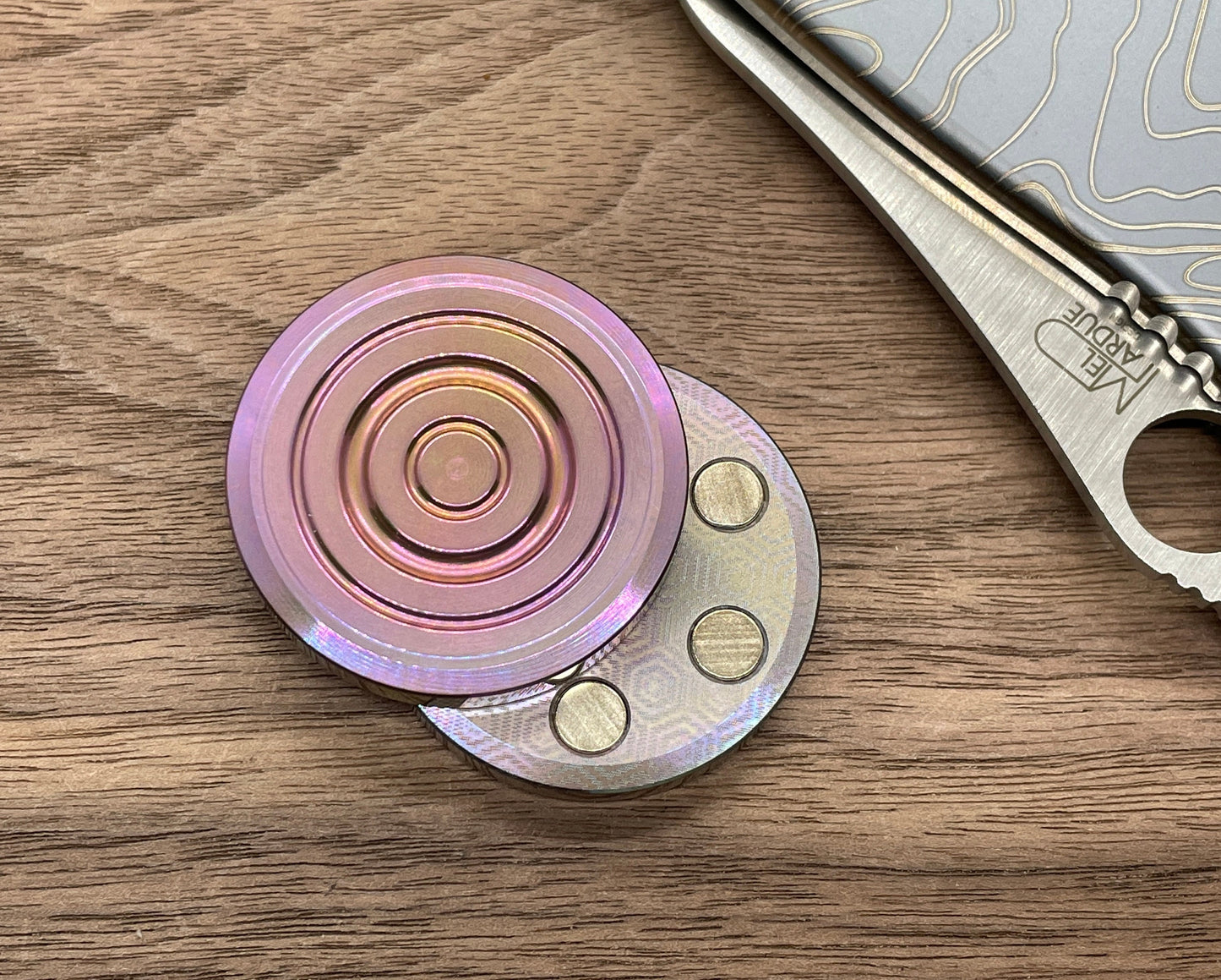 ORBITER HAPTIC Coins Teal-Magenta Titanium Haptic Coins Fidget