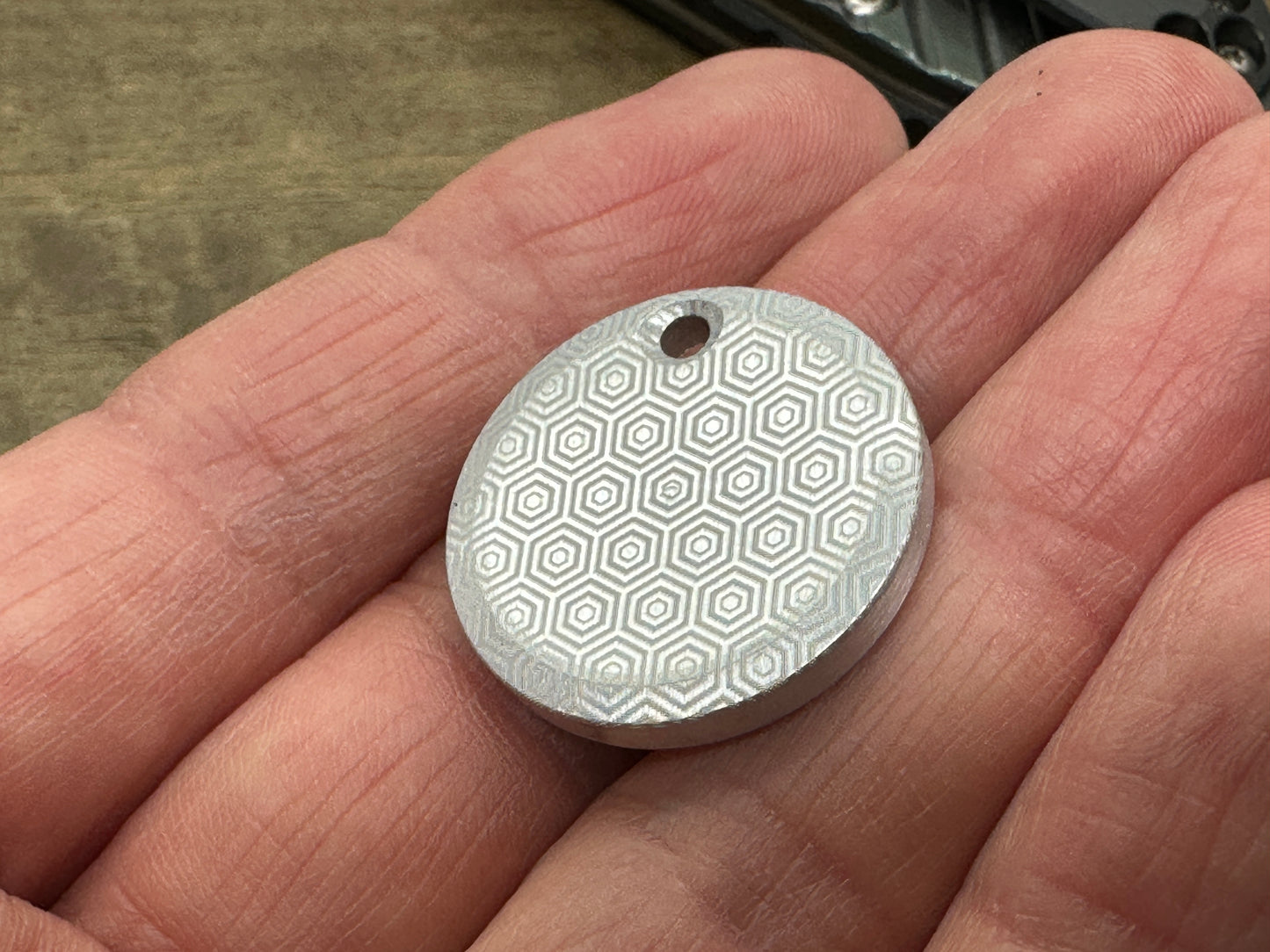 HONEYCOMB engraved Aerospace Aluminum PENDANT Keychain