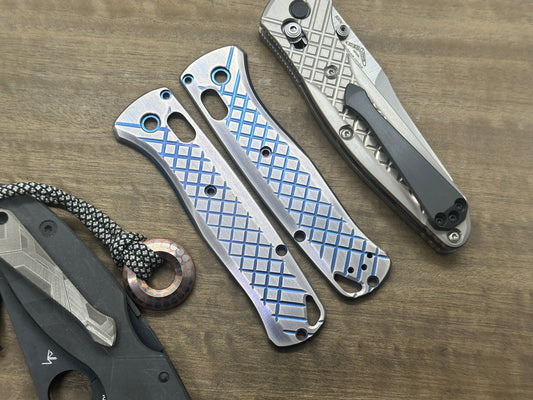 2 Tone Blue Brushed FRAG Cnc milled Titanium Scales for Benchmade Bugout 535