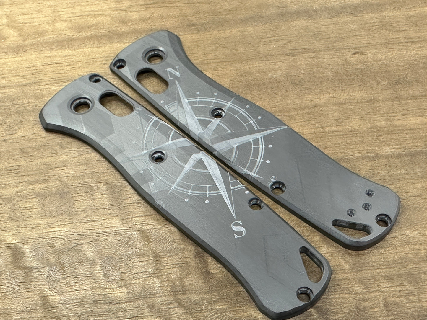 COMPASS engraved Black Zirconium Scales for Benchmade Bugout 535