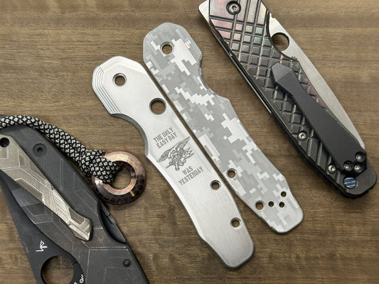 US NAVY Seals The only easy day was yesterday Aluminum Scales for Spyderco SMOCK