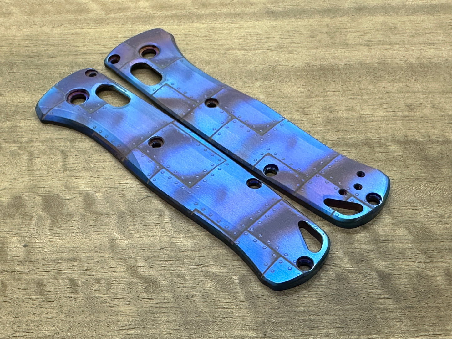 RIVETED AIRPLANE Flamed Titanium Scales for Benchmade Bugout 535