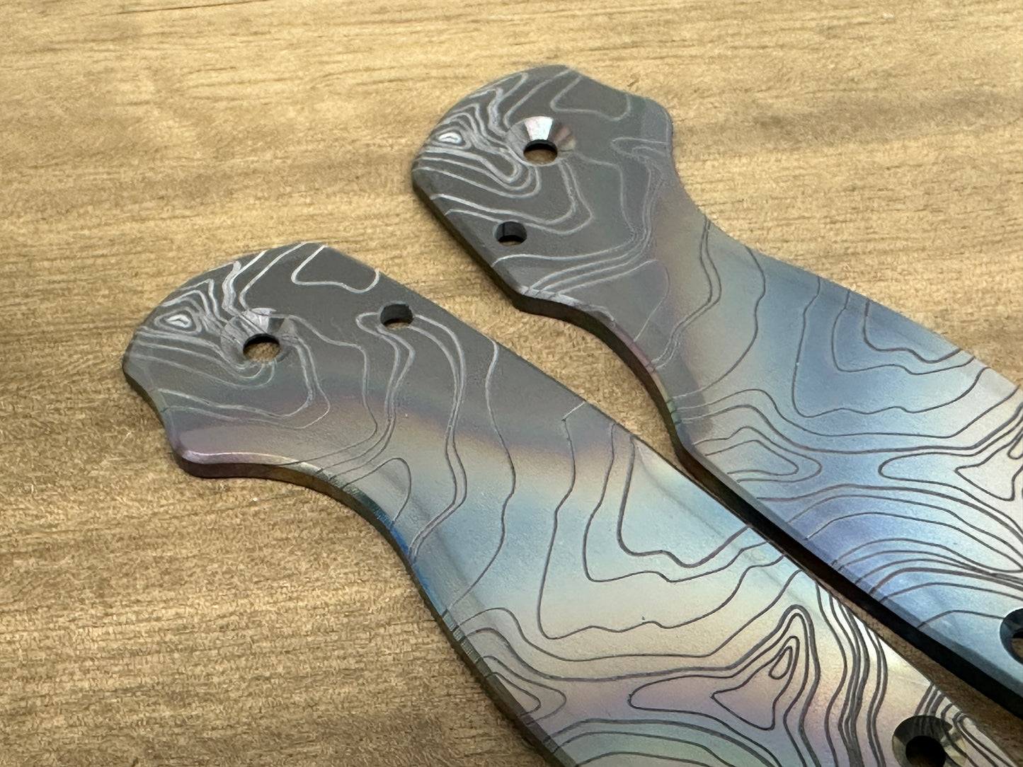 TOPO Rainbow engraved Zirconium Scales for Spyderco Para 3