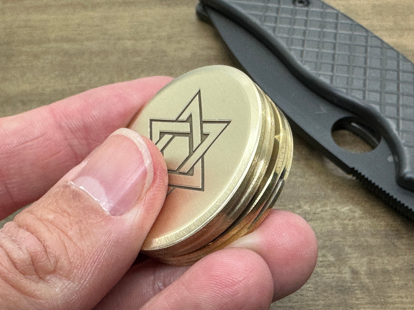 Stars of David engraved Brass HAPTIC Coins CLICKY fidget