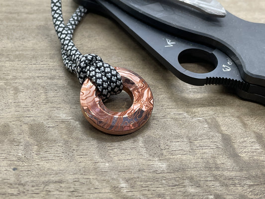 Polished TOPO engraved Copper lanyard bead Paracord bead Dog tag