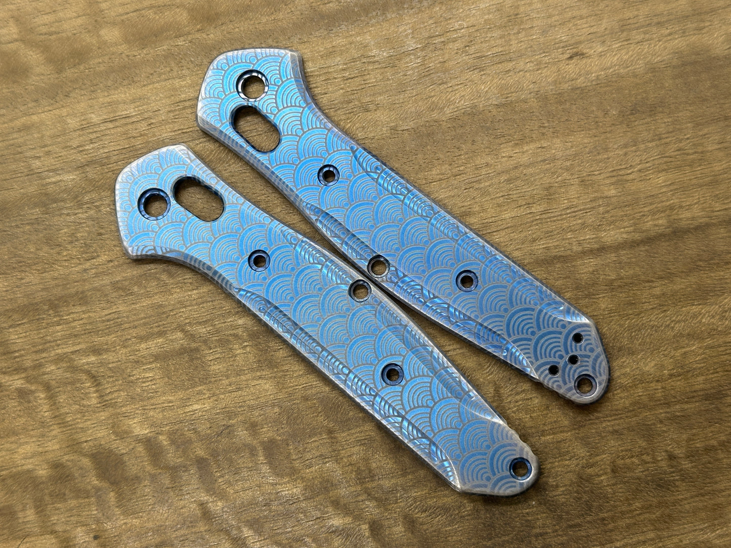 SEIGAIHA Blue Ano Brushed Titanium Scales for Benchmade 940 Osborne