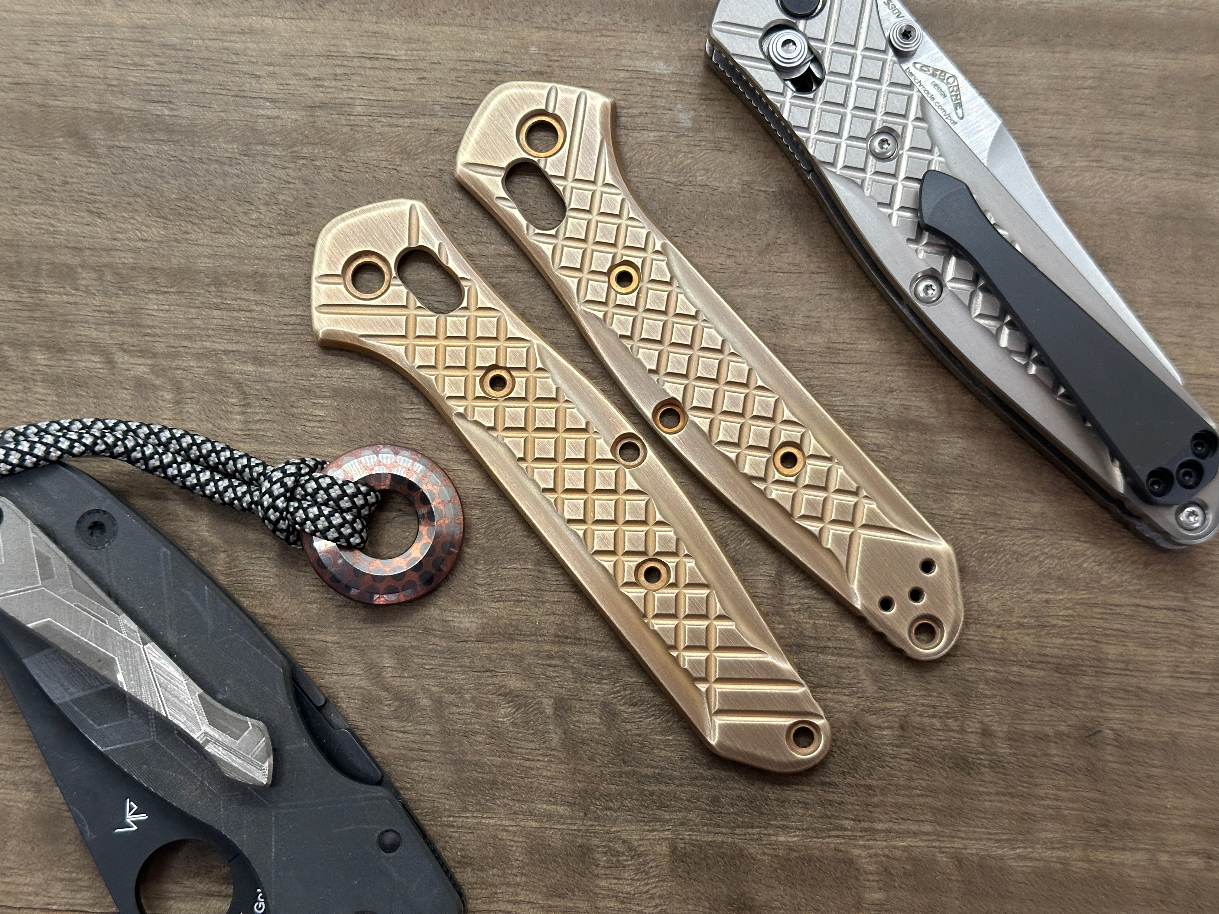 2-Tone Aged & Brushed FRAG milled Brass Scales for Benchmade 940 ...