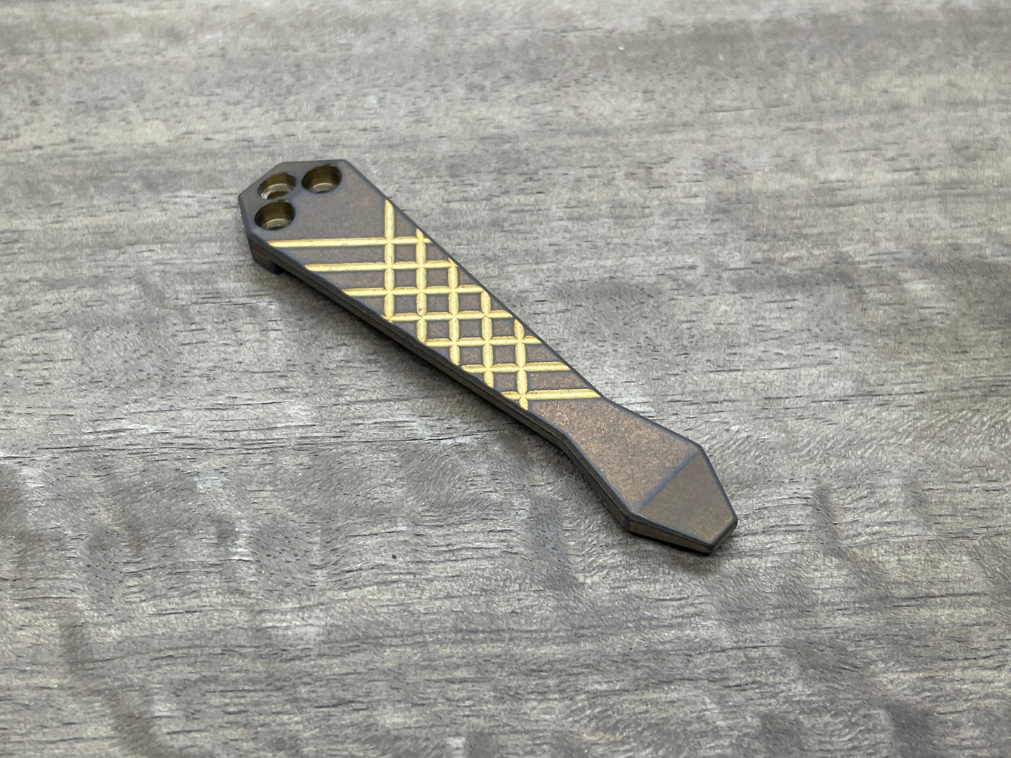 Tumbled Bronze Ano FRAG Cnc milled Titanium CLIP for most Spyderco models