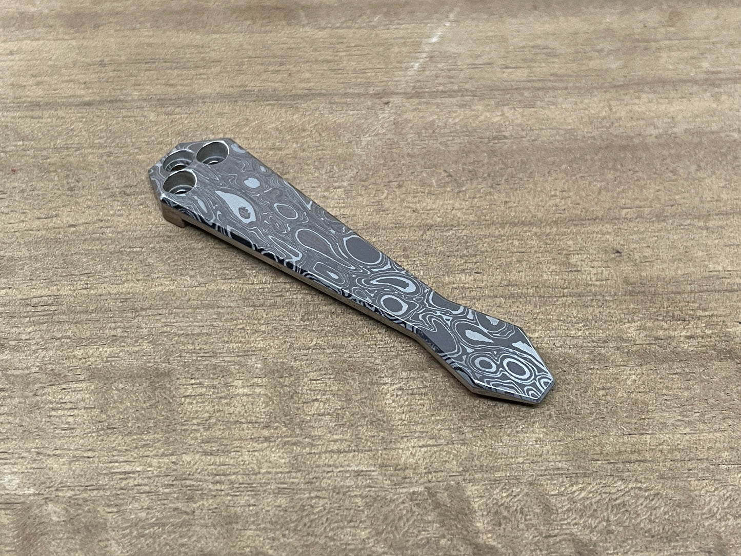 RAINDROP Timascus pattern engraved Dmd Titanium CLIP for most Spyderco models