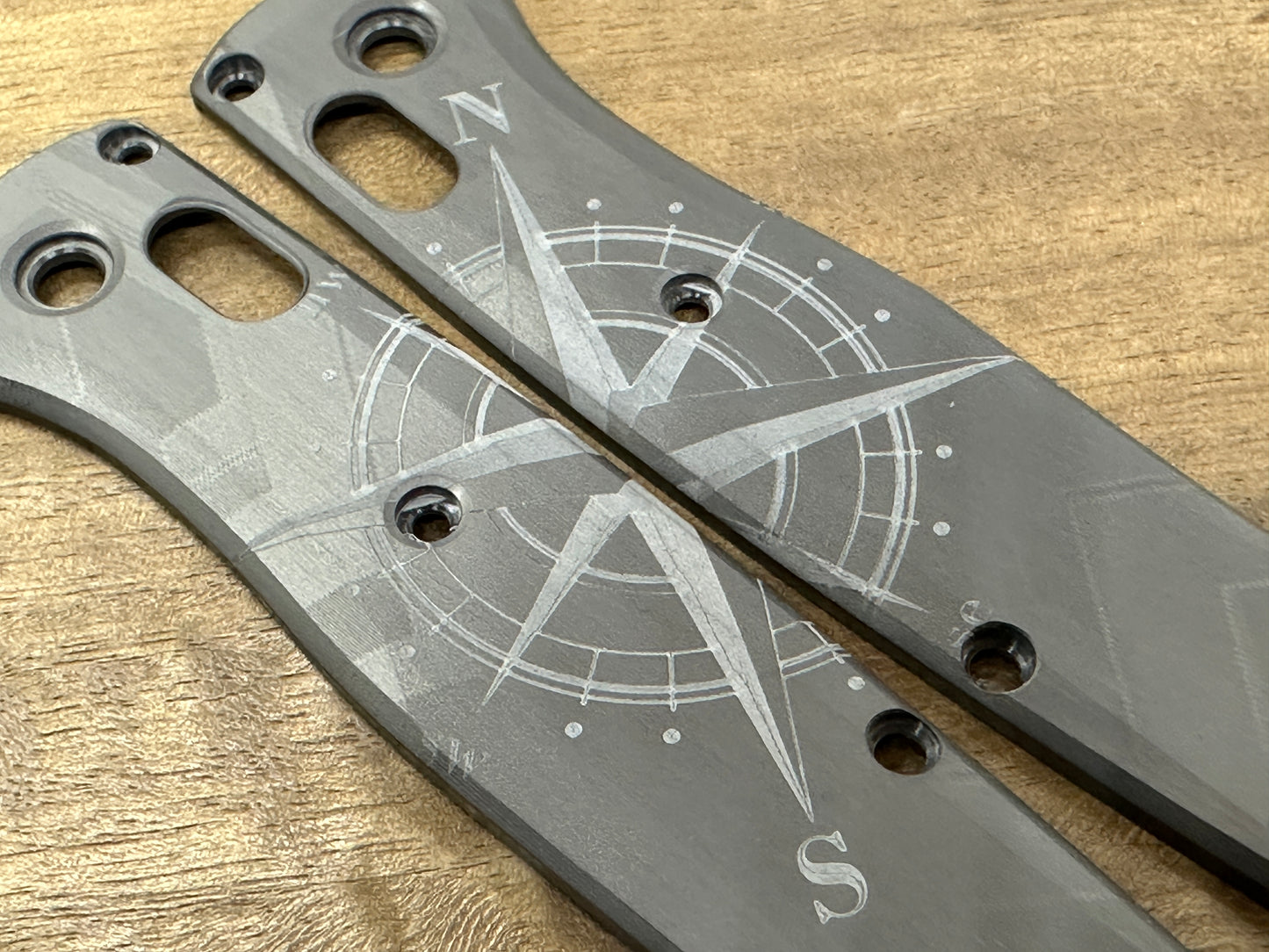 COMPASS engraved Black Zirconium Scales for Benchmade Bugout 535