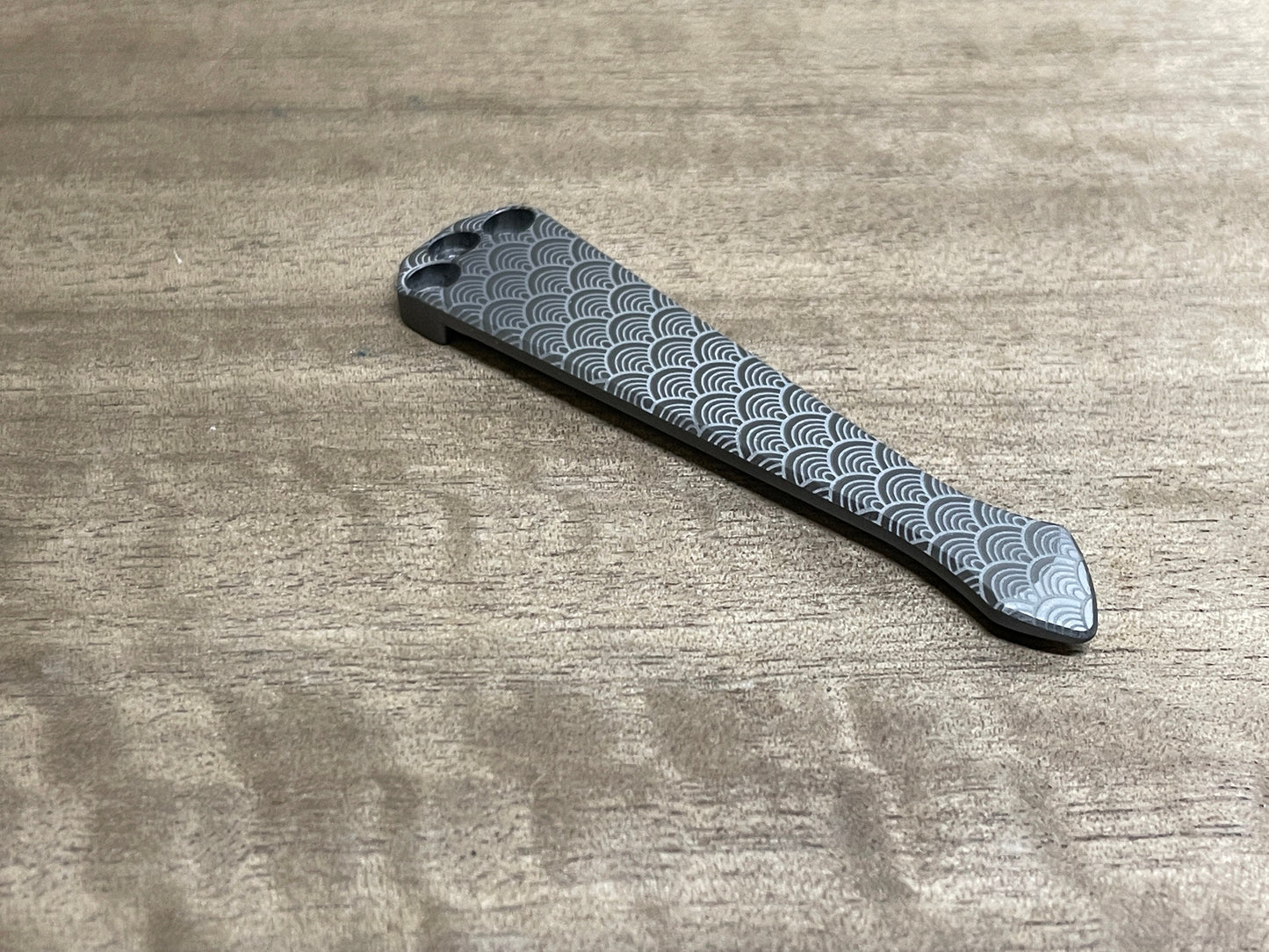 SEIGAIHA engraved Black Zirconium SPIDY CLIP for most Benchmade models