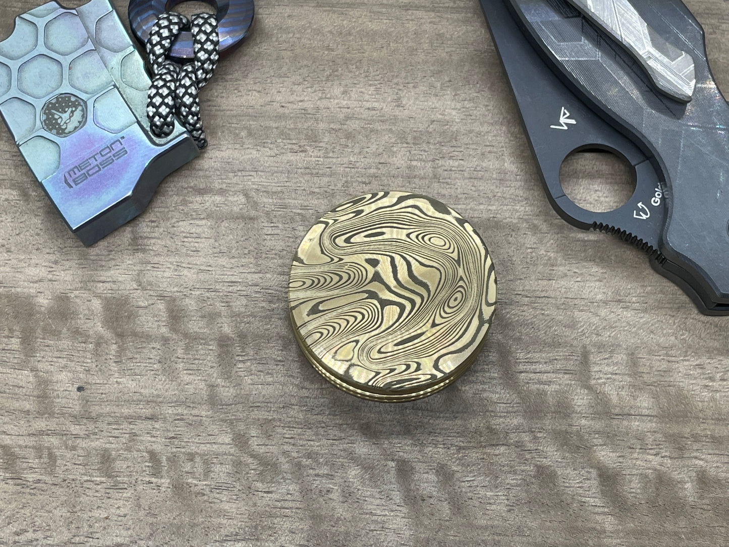 Dama FISH pattern engraved HAPTIC Coins CLICKY Brass fidget