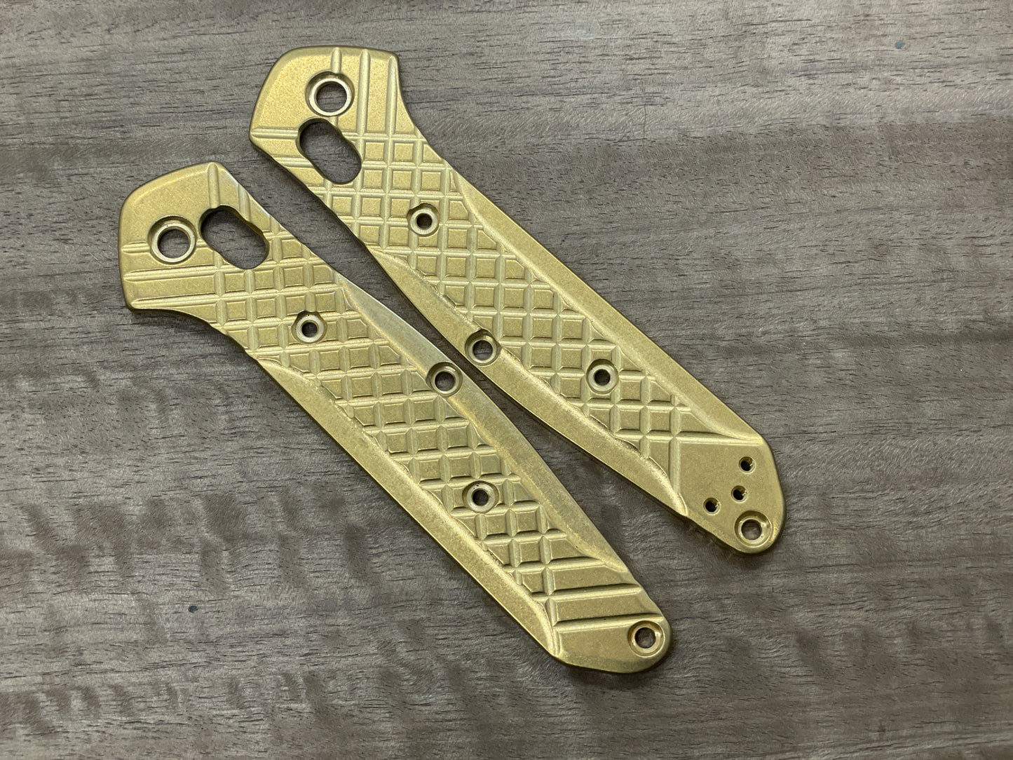 Tumbled Brushed FRAG milled Brass Scales for Benchmade 940 Osborne