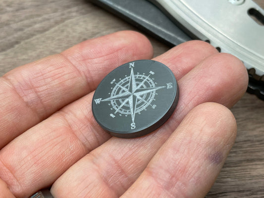 Black COMPASS engraved Zirconium Coin for Billetspin Gambit