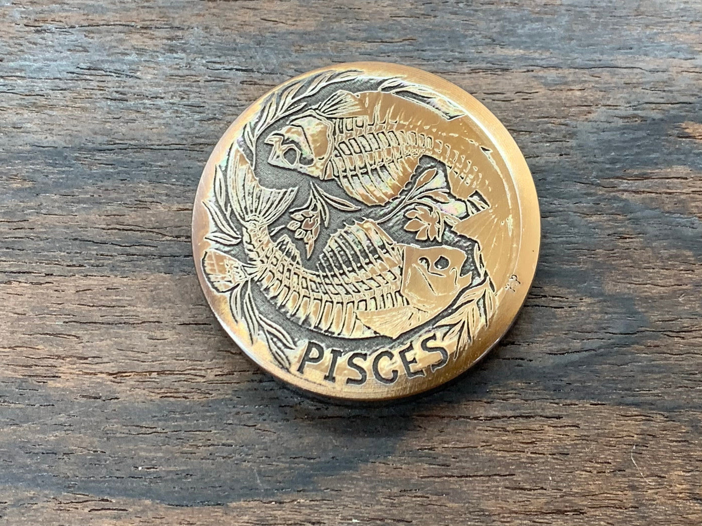 4 sizes PISCES engraved Titanium Worry Coin Challenge Coin