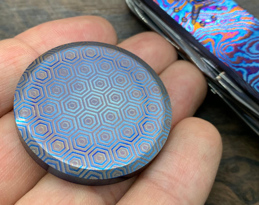 4 sizes Teal-Magenta Honeycomb Titanium Worry Coin Challenge coin