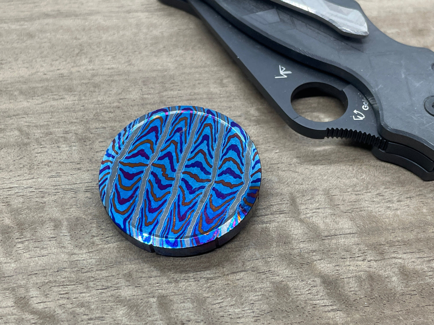 1.48" ZircuTi MOSAIC MEGA Spinning Worry Coin Black Timascus