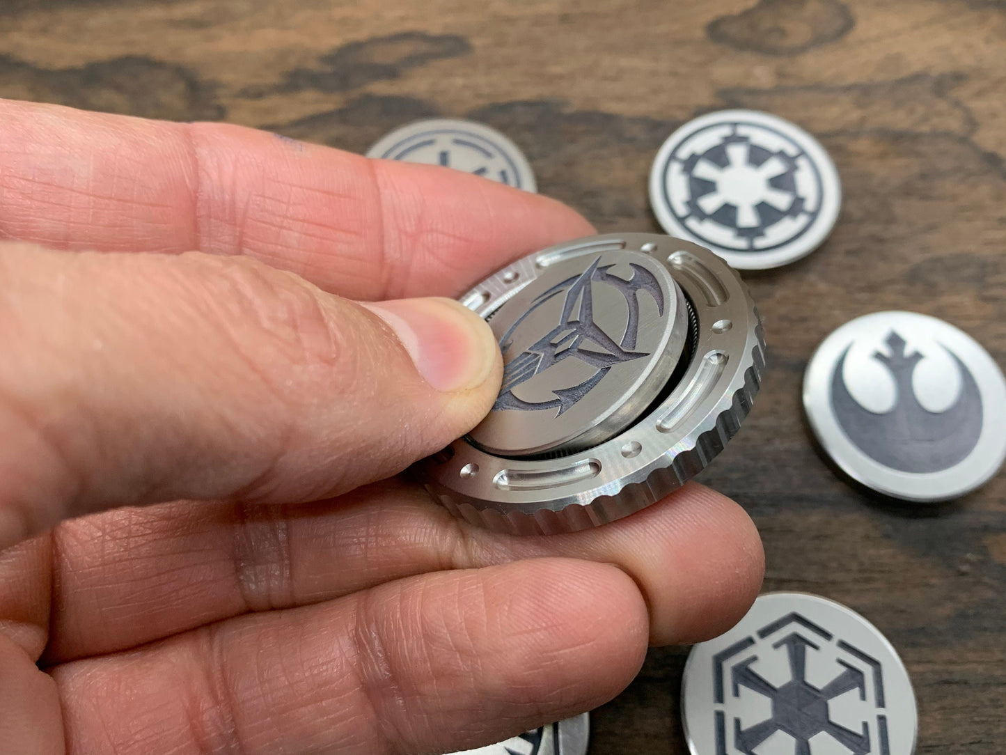 Deep engraved STAR WARS Symbols Titanium Coin for Billetspin Gambit