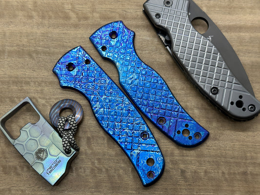 ALIEN Flamed FRAG Cnc milled Titanium Scales for SHAMAN Spyderco