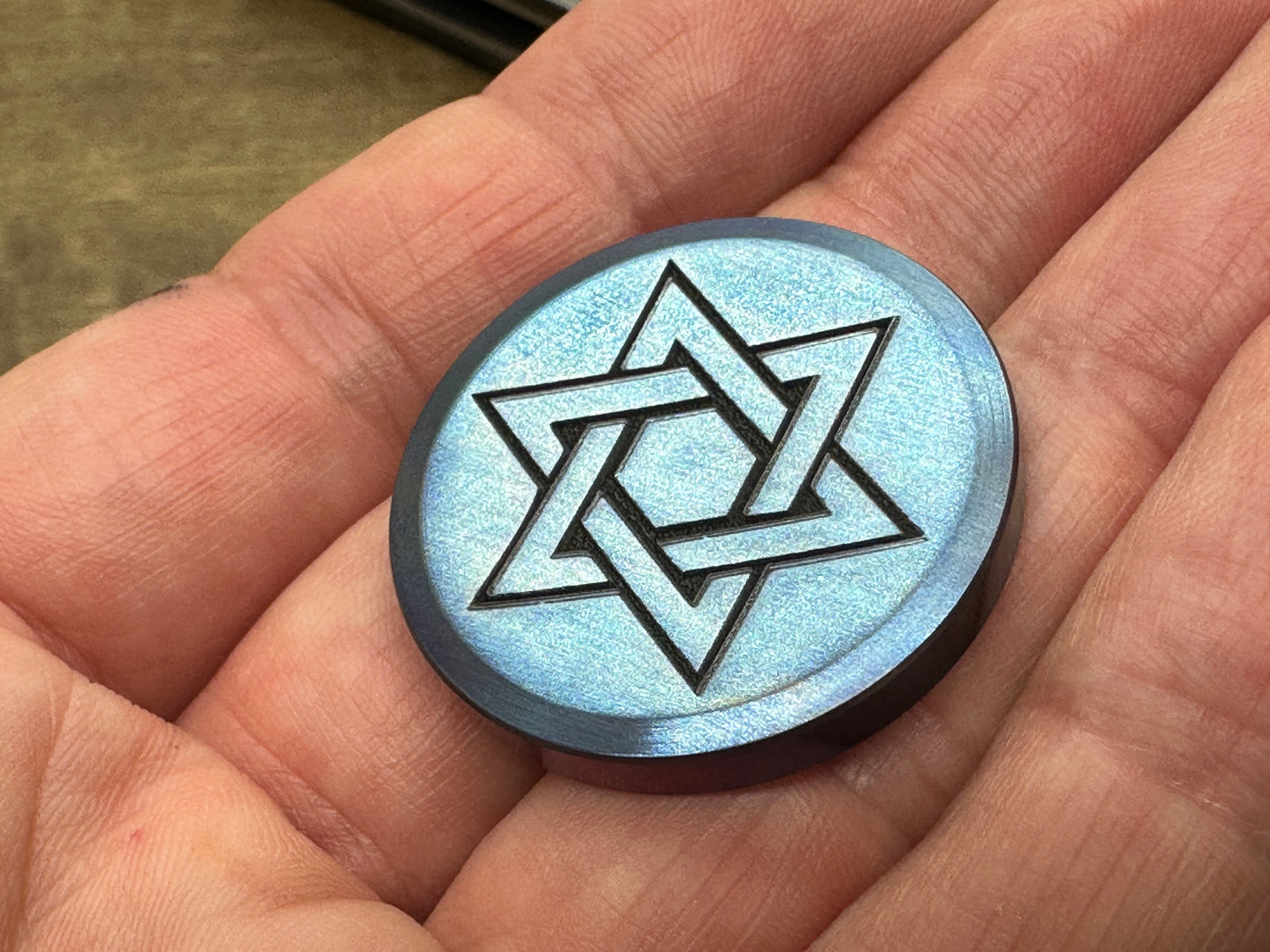 4 Sizes Stars of David Flamed Stainless Steel Worry Coin