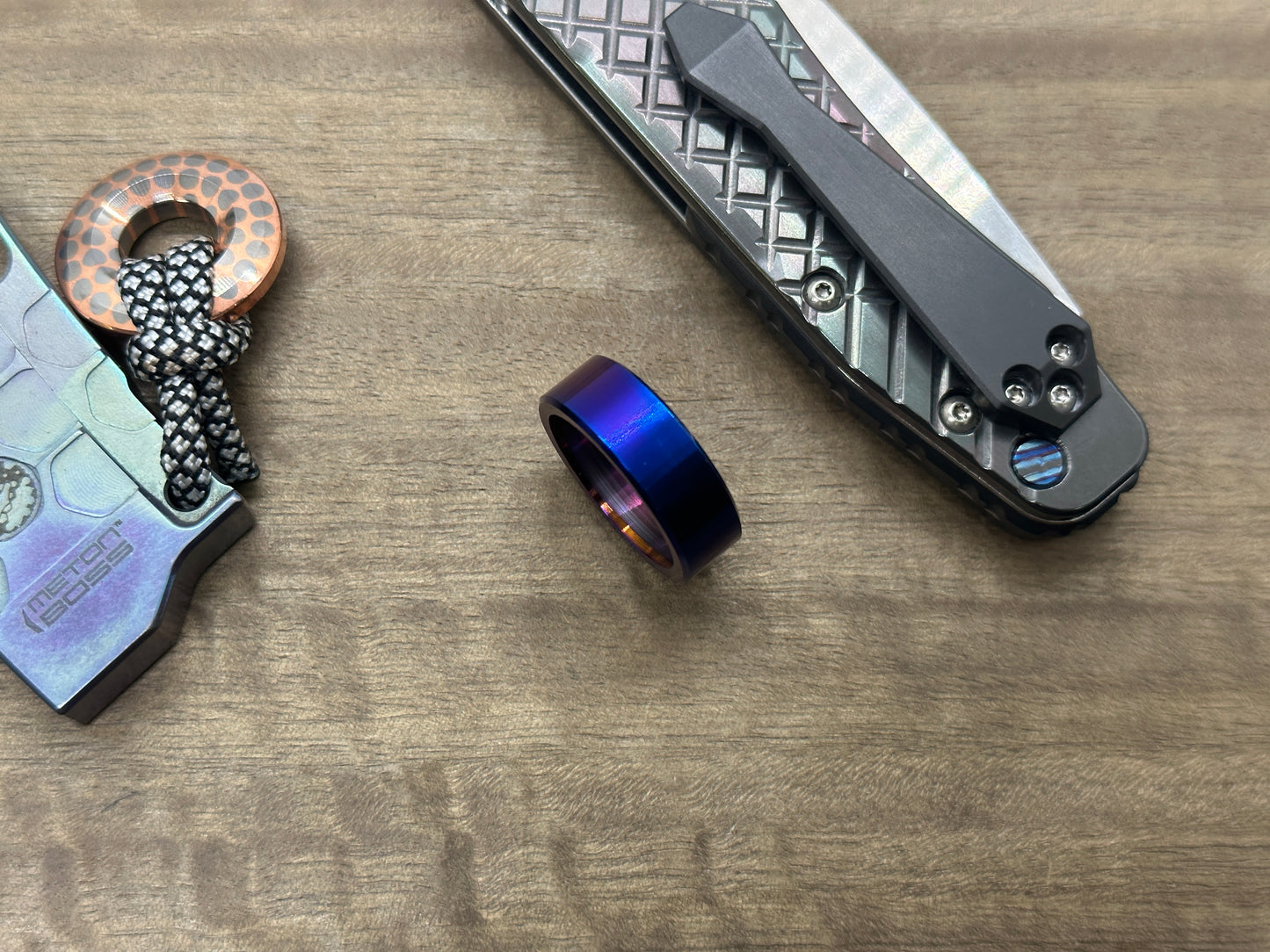 ESSENTIAL Flamed Blue-Purple TITANIUM Ring US Size: 8 -13