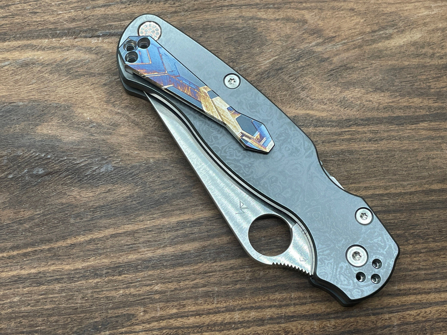 FALCON Dmd heat ano engraved Titanium CLIP for most Spyderco models