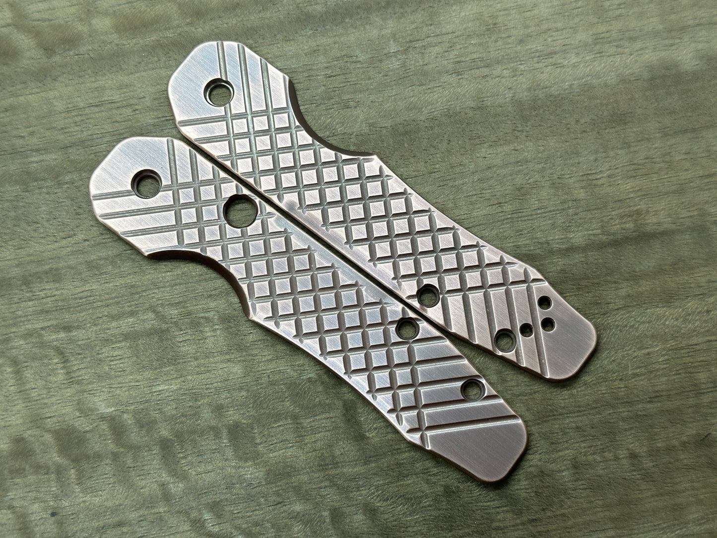 2-Tone: DARK Copper - Brushed FRAG Cnc milled Scales for Spyderco SMOCK