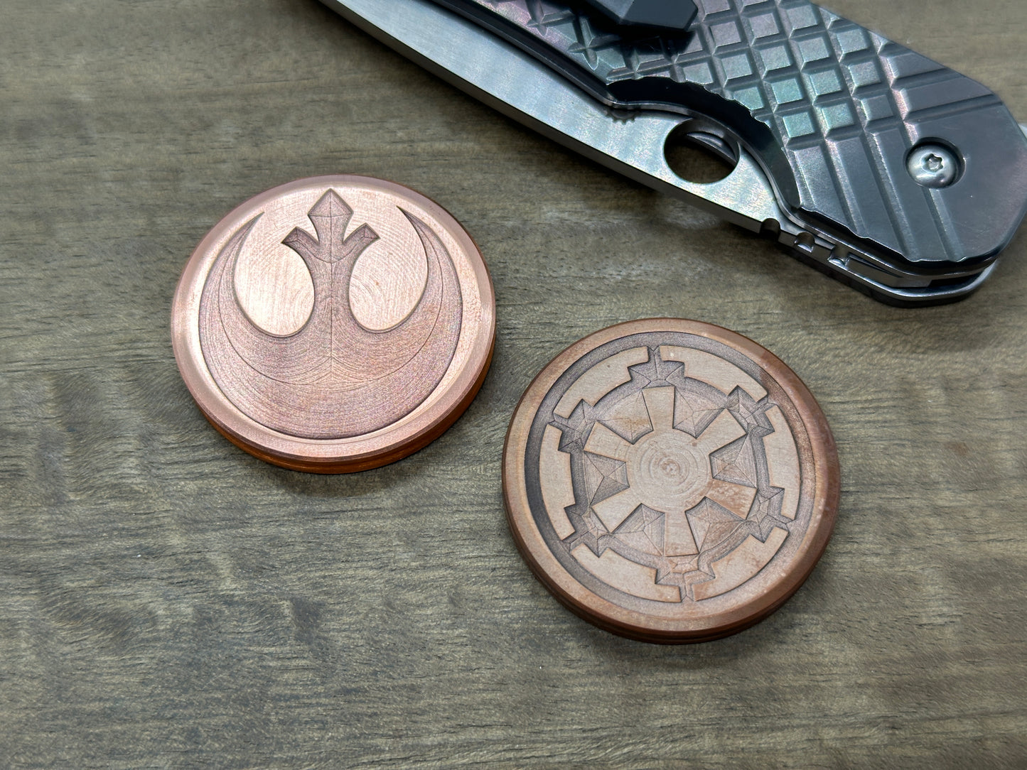 Rebel Alliance vs Imperial Galactic Dark HAPTIC Coins CLICKY Copper Fidget