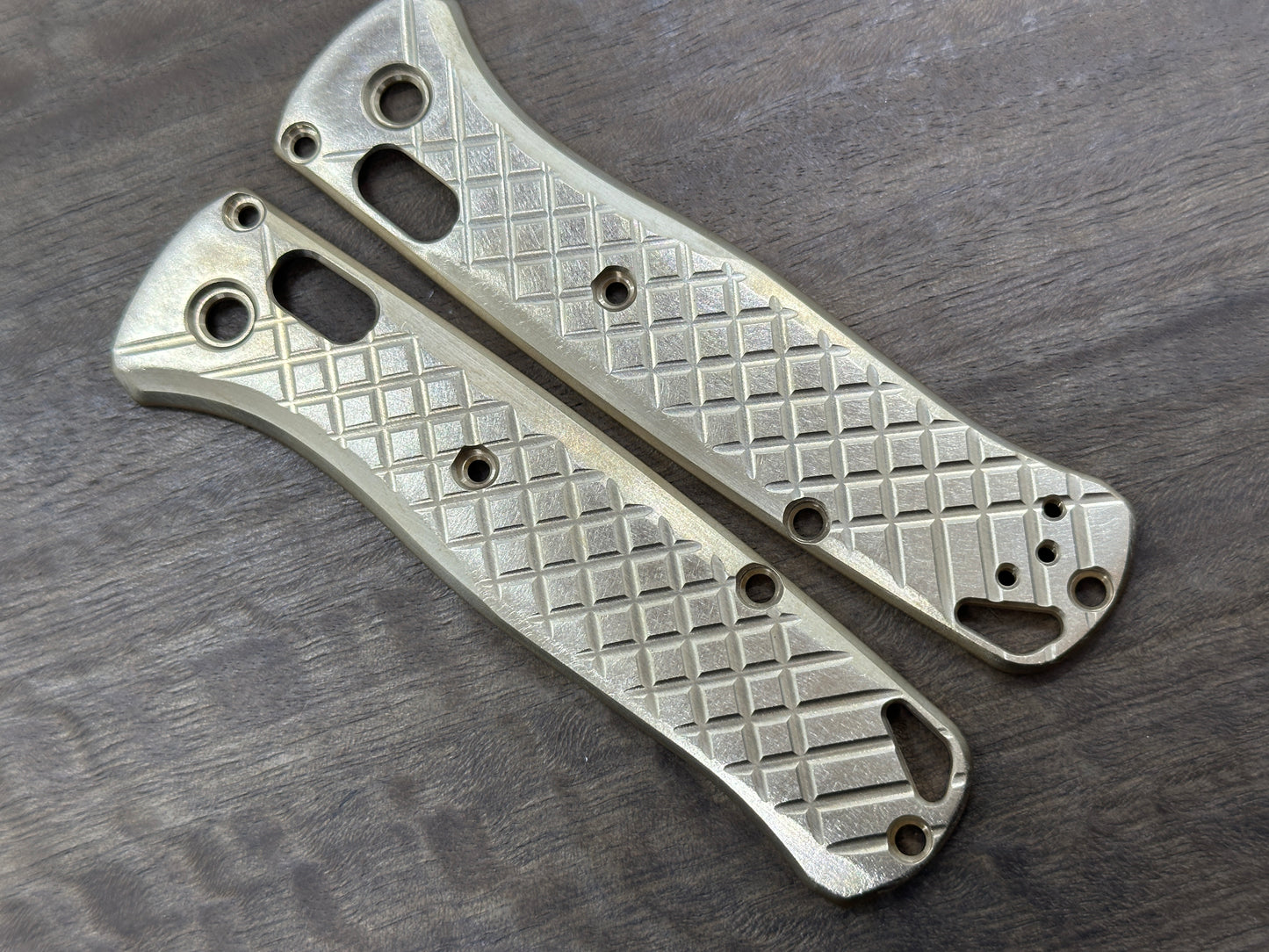 Deep Brushed FRAG Cnc milled Brass Scales for Benchmade Bugout 535