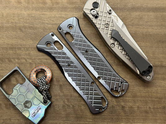 Black engraved FRAG cnc milled Titanium Scales for Benchmade Bugout 535