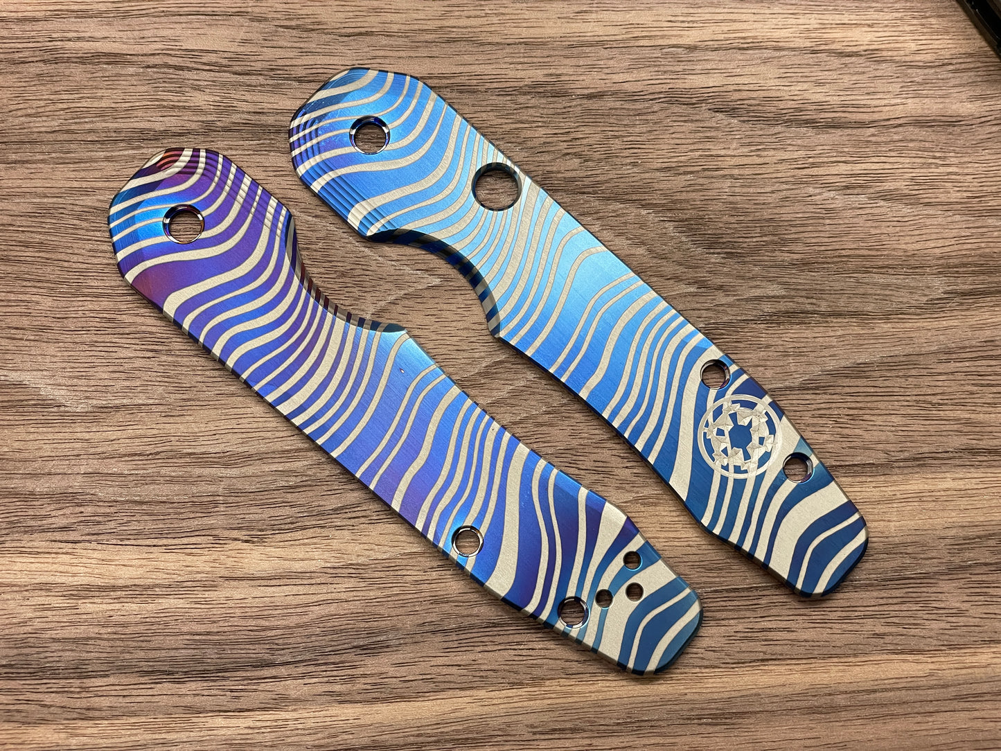 Flamed BESKAR Mandalorian Titanium Scales for Spyderco SMOCK