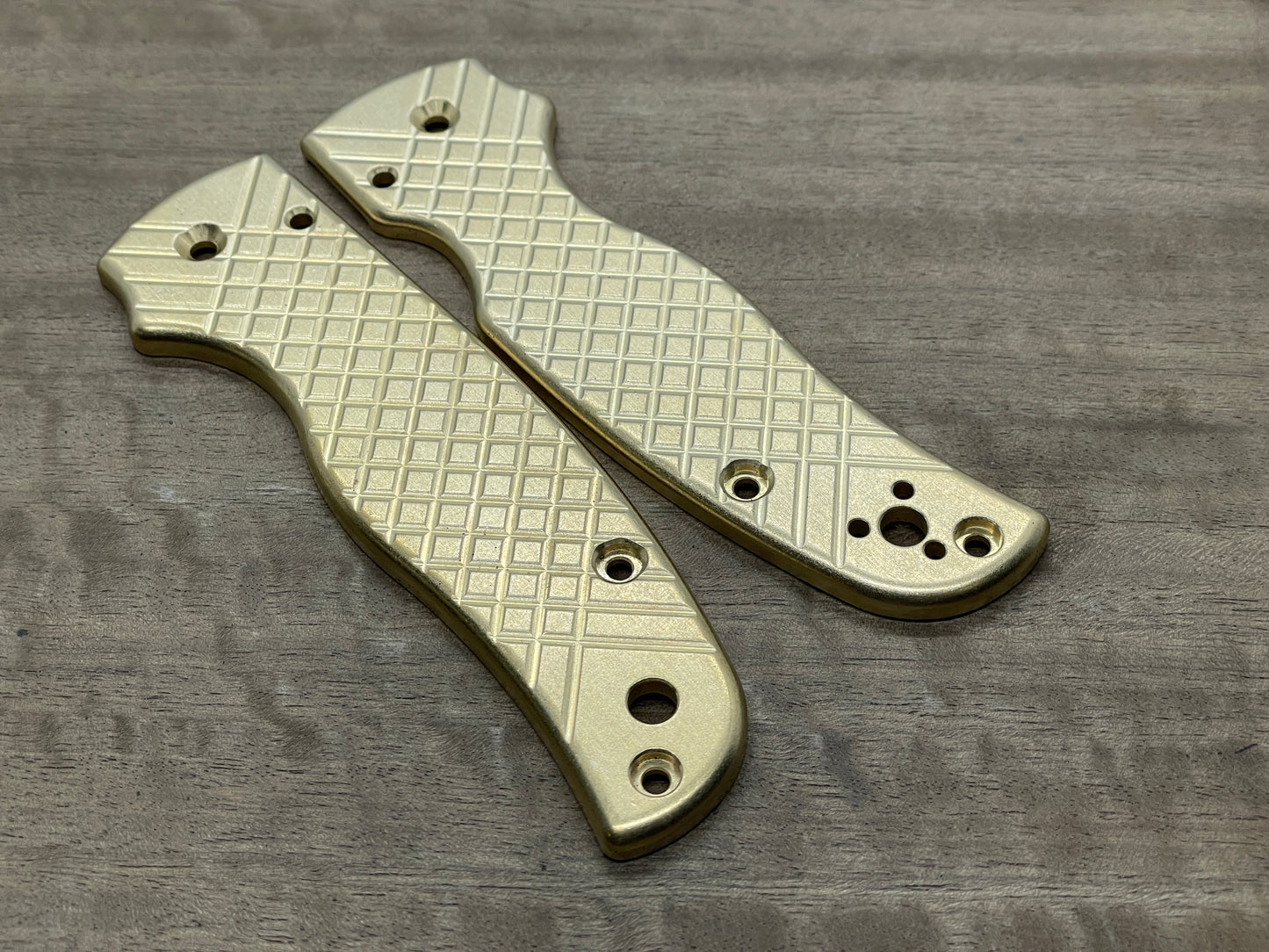 FRAG milled Tumbled Brass Scales for SHAMAN Spyderco