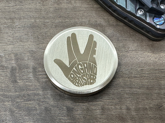 3 Sizes LIVE LONG and PROSPER engraved Brass Worry Coin