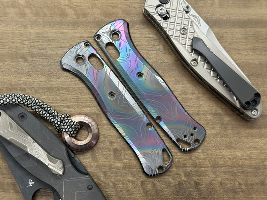 Oil Slick TOPO engraved Zirconium Scales for Benchmade Bugout 535