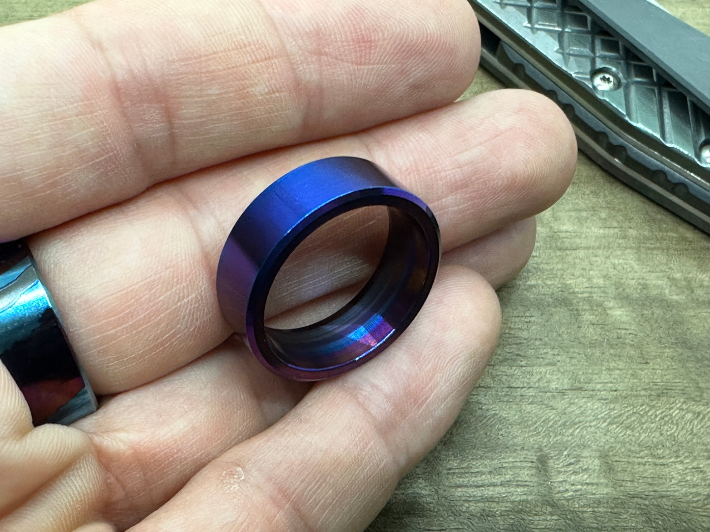 ESSENTIAL Flamed Blue-Purple TITANIUM Ring US Size: 8 -13