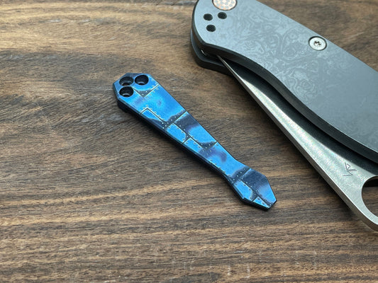 RIVETED AIRPLANE Blue ano Dmd Titanium Clip for most Spyderco models