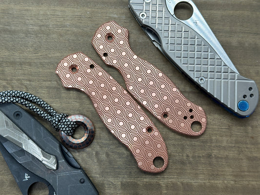 HONEYCOMB engraved Copper Scales for Spyderco Para 3
