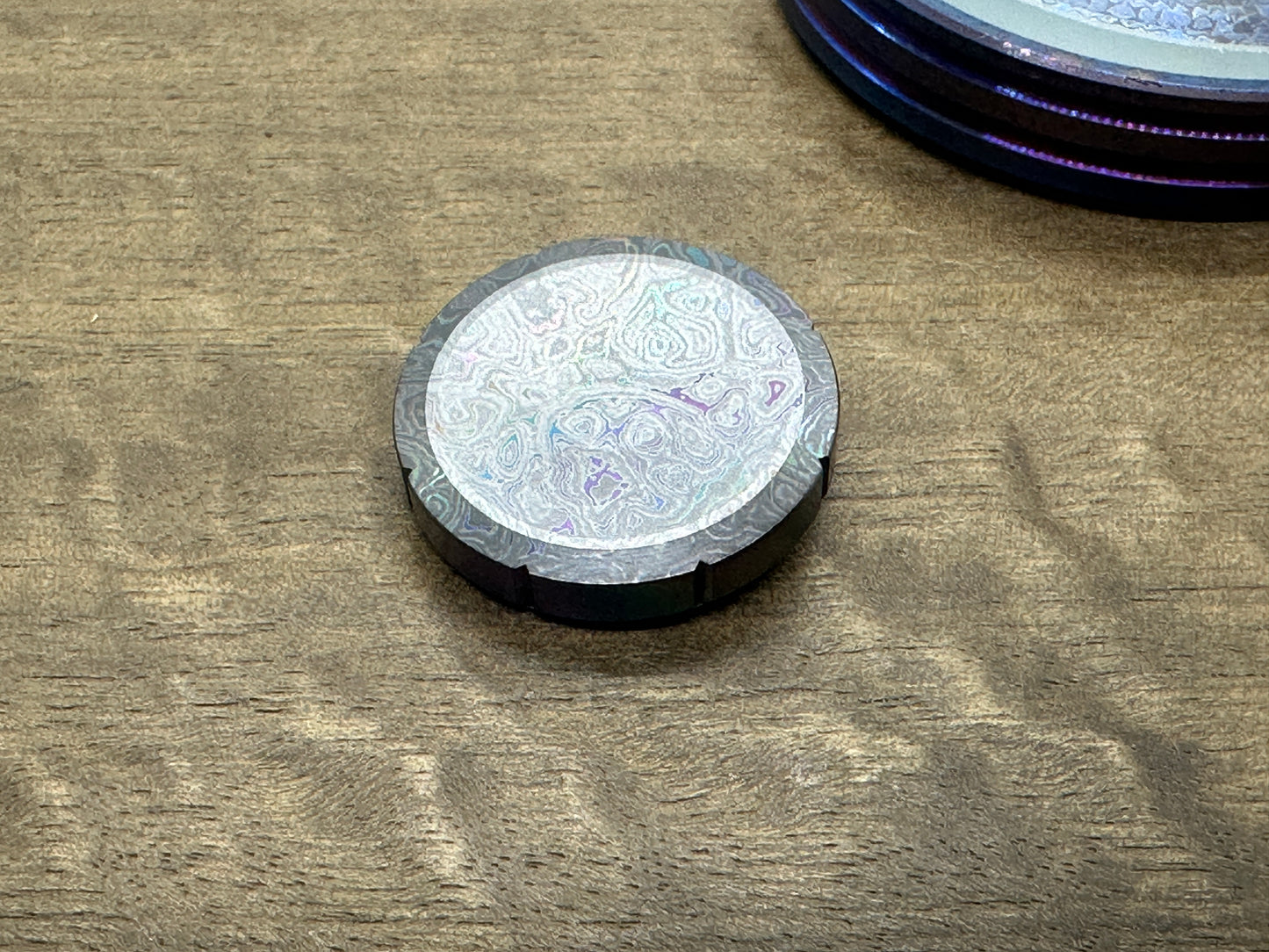 Oil Slick ALIEN engraved Zirconium Spinning Worry Coin Spinning Top