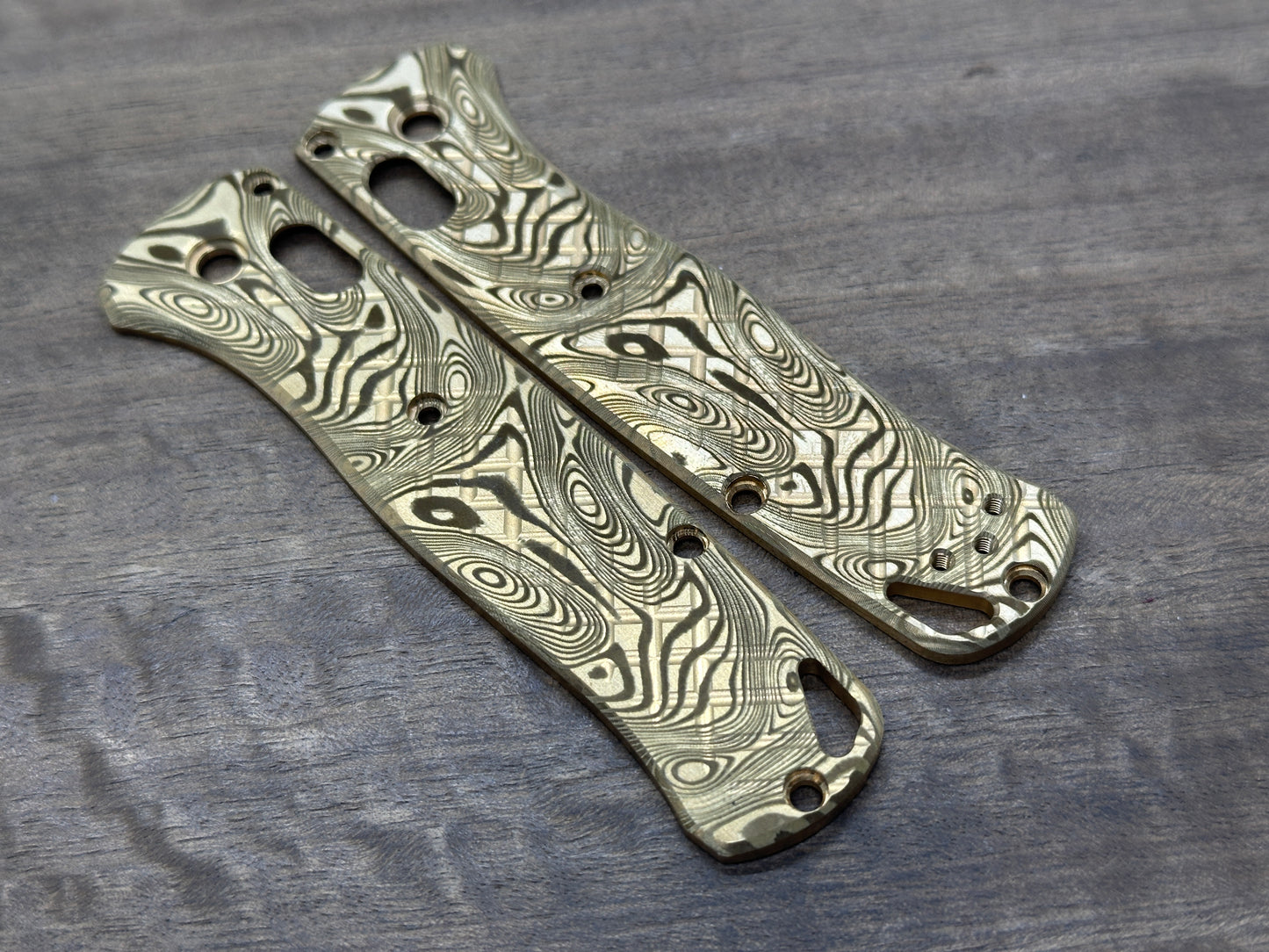 Dama FISH pattern engraved FRAG milled Brass Scales for Benchmade Bugout 535