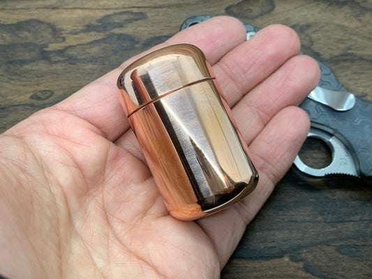 XL Polished Copper Meton-Vault Pill box Stash box Pill Case Candy Box