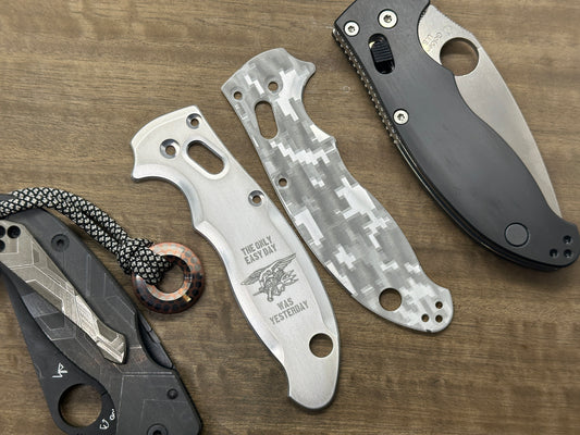 US NAVY Seals The only easy day was yesterday Aluminum Scales for Spyderco MANIX 2