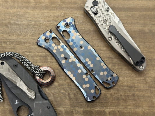 BlackSilver HONEYCOMB anodized Titanium Scales for Benchmade Bugout 535