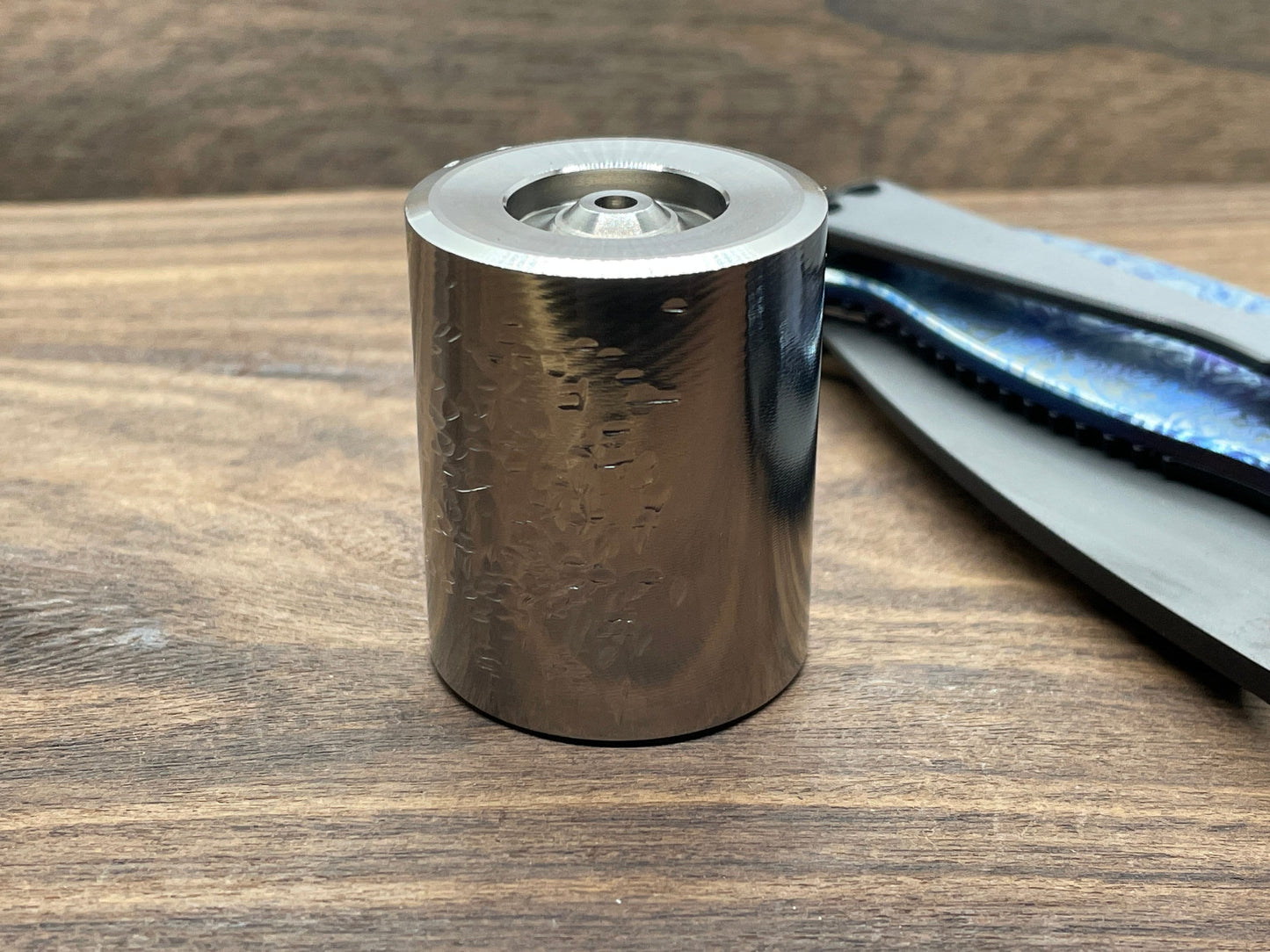 Hammered Titanium Mega Spin station for your EDC Spinning Tops and Spinning Coins Display them in style or use it as Worry Coin MetonBoss